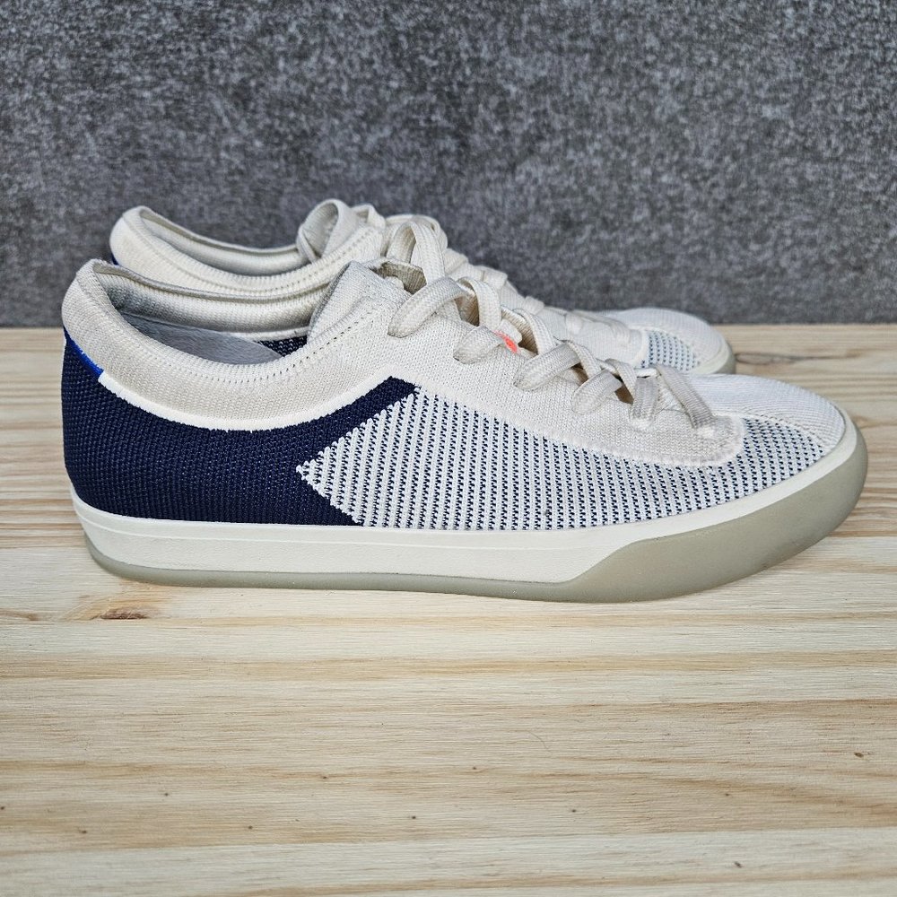 Rothy’s Lace Up Sneakers Classic Navy and Cream Striped